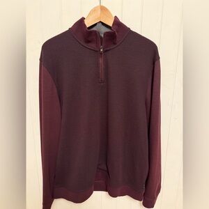 Ted Baker Maroon Burgundy textured 1/4 zip pullover size XL 6